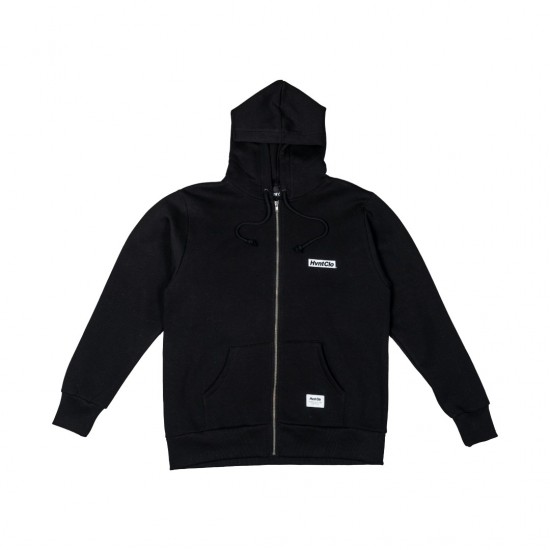 BLACK ALL LOGOS ZIP-HOODIE