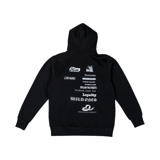 BLACK ALL LOGOS ZIP-HOODIE