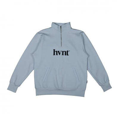 WHITE BASIC LOGO HALF-ZIP