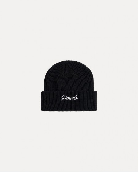 BLACK EQUAL THICKNESS FONT BEANIE