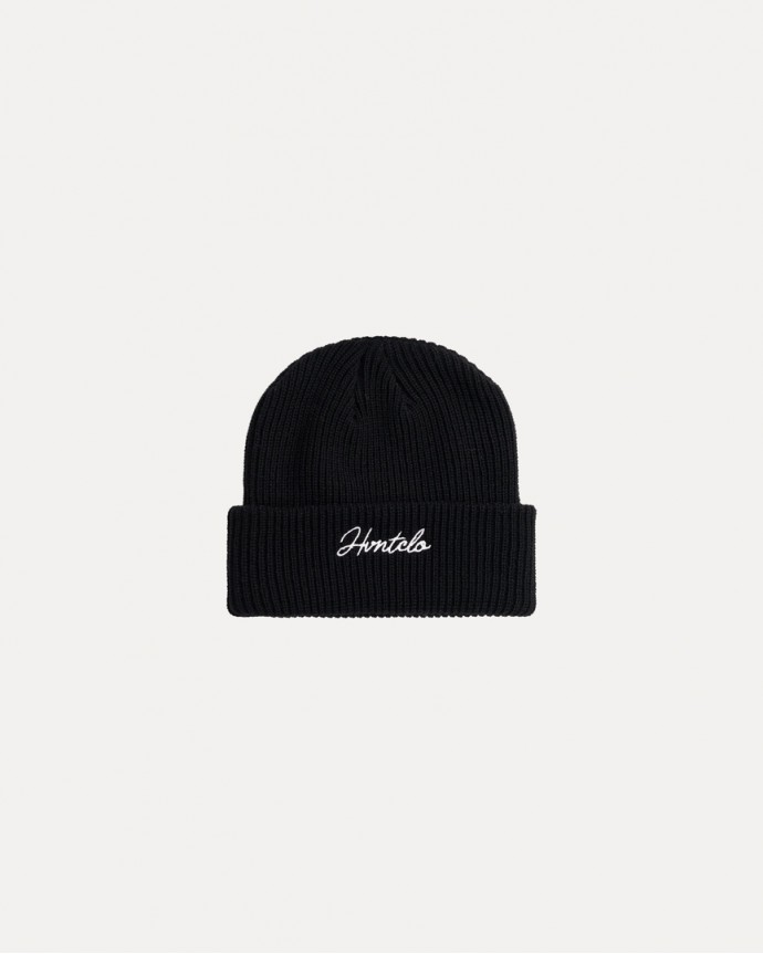 BLACK EQUAL THICKNESS FONT BEANIE