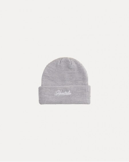 HEATHER GREY EQUAL THICKNESS FONT RIB KNIT BEANIE