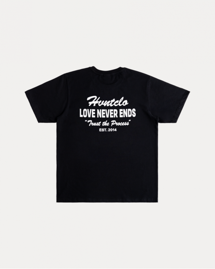 LOVE NEVER ENDS BLACK TEE