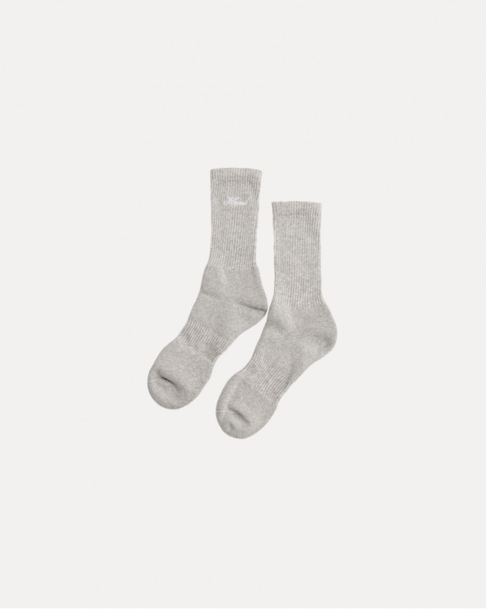 HEATHER GREY CALLIGRAPHY SOCKS