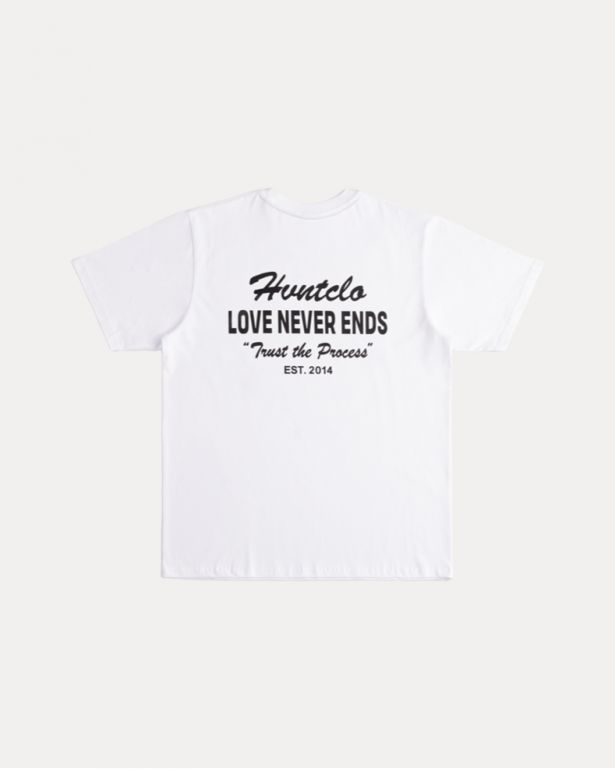LOVE NEVER ENDS WHITE TEE