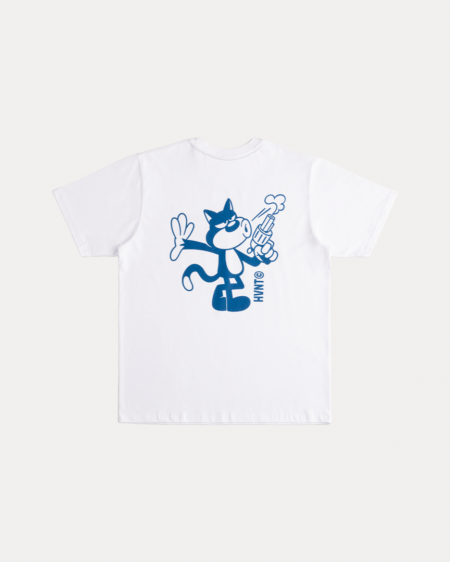CAT W/ THE GUN WHITE TEE