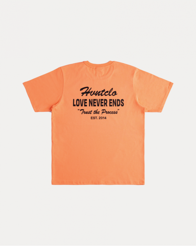 LOVE NEVER ENDS PEACH TEE