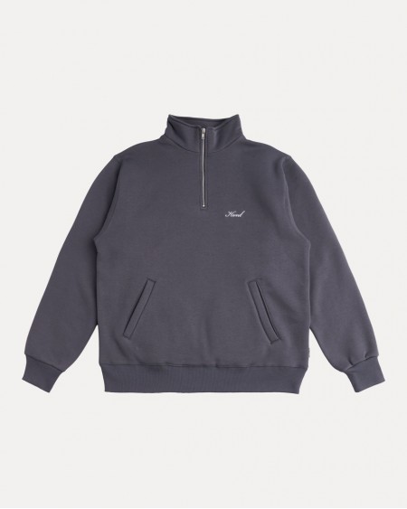 DARK GREY CALLIGRAPHY HALF-ZIP