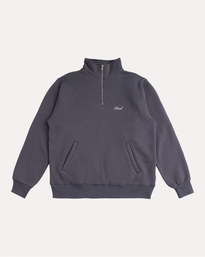 DARK GREY CALLIGRAPHY HALF-ZIP