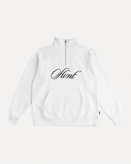 WHITE CURVED HALF-ZIP