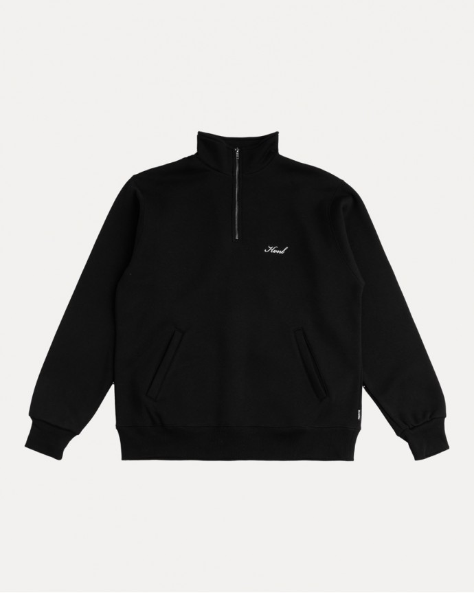 BLACK CALLIGRAPHY HALF-ZIP