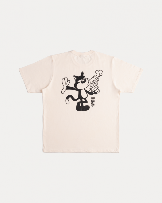 CAT W/ THE GUN IVORY TEE