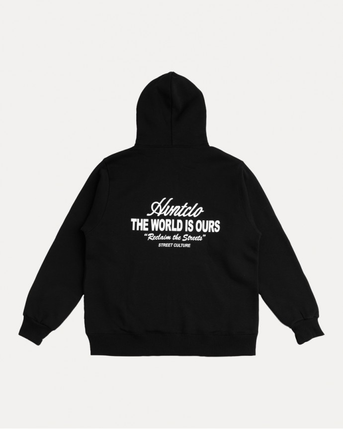 BLACK THE WORLD IS OURS ZIP-HOODIE