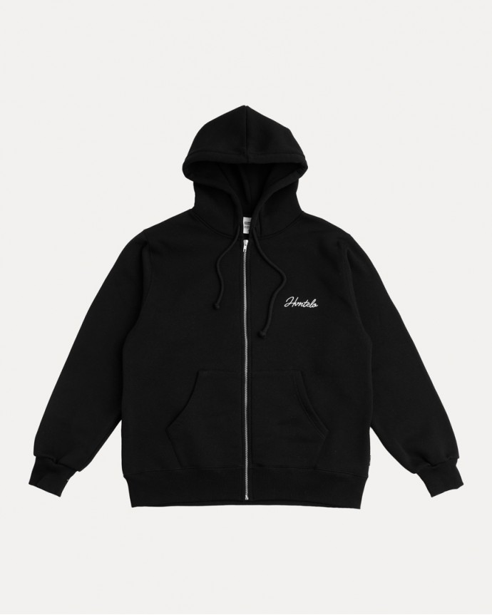BLACK EQUAL FONT ZIP-HOODIE