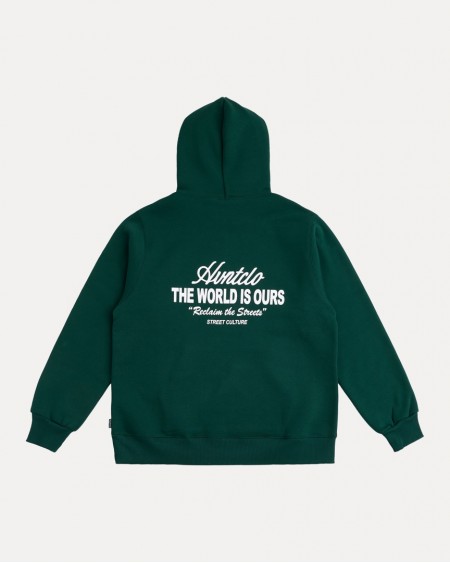 DARK GREEN THE WORLD IS OURS HOODIE