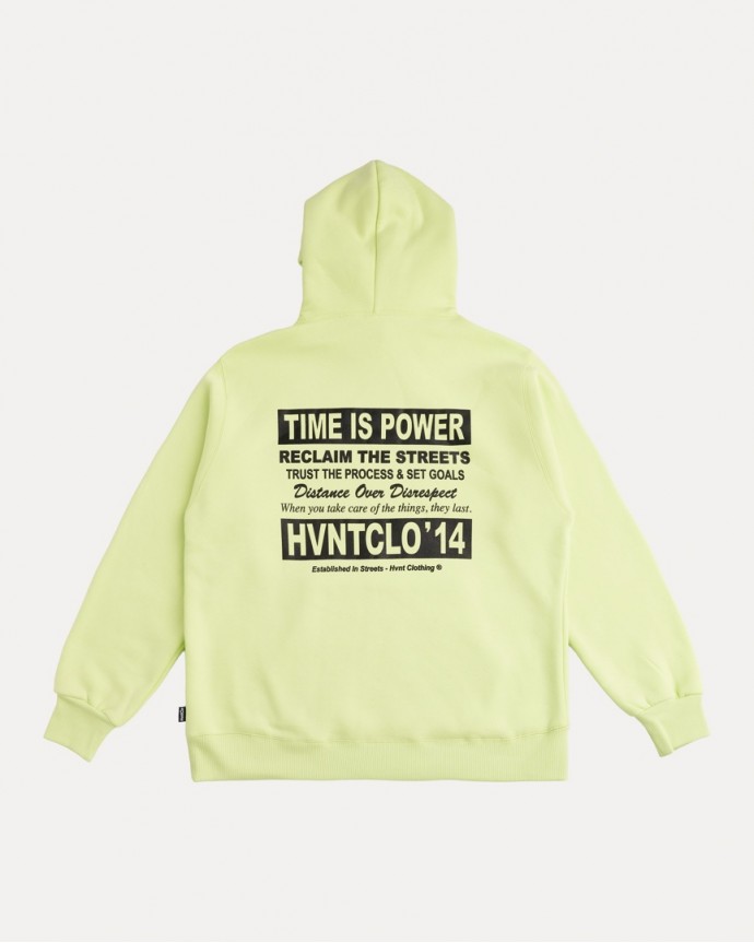 NEON LIGHT GREEN TIME IS POWER HOODIE