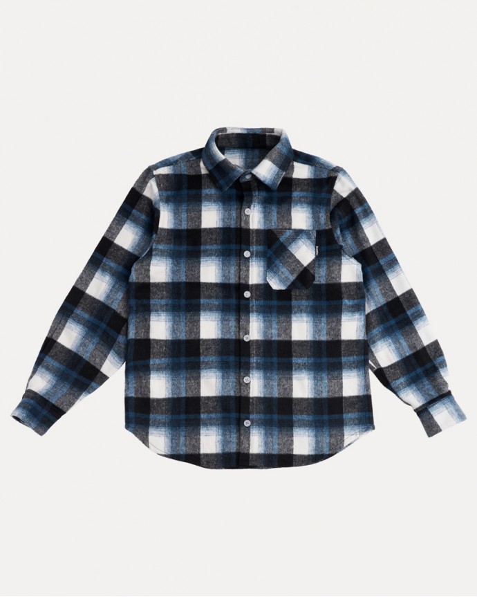 BLACK/WHITE/BLUE PLAID SHIRT