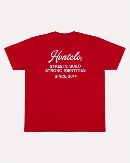 RED STREETS BUILD STRONG IDENTITIES TEE